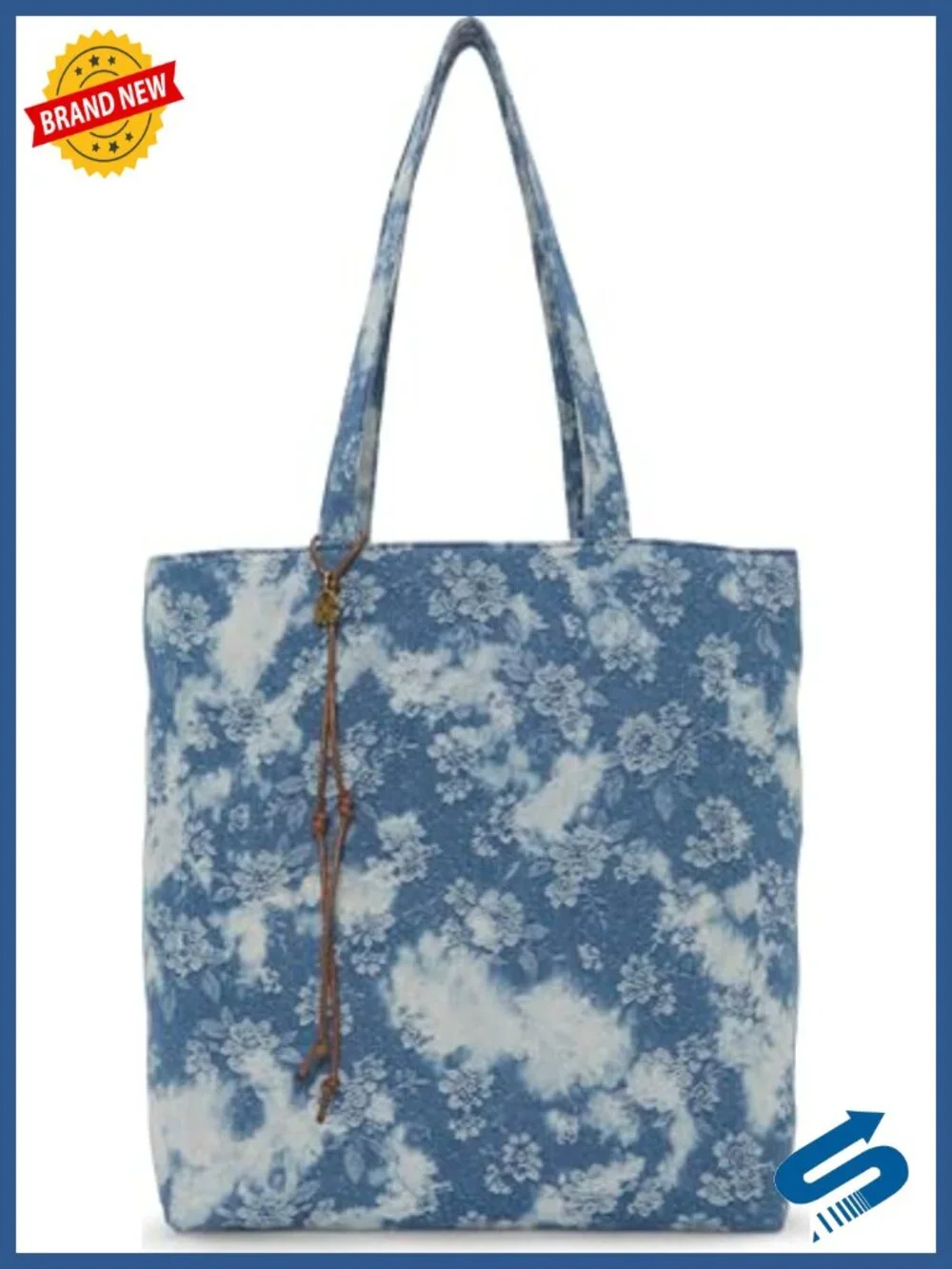 Large Cotton Tote Bag with Magnetic Closure - Shoulder Strap